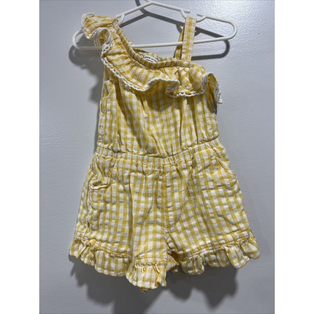 Janie And Jack Yellow & White Toddler Gingham One Piece Romper 18-24 M